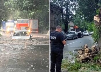 Furtunile au făcut prăpăd în jumătate din țară! Oameni evacuați, străzi și case inundate, copaci doborâți de vânt și mașini avariate!