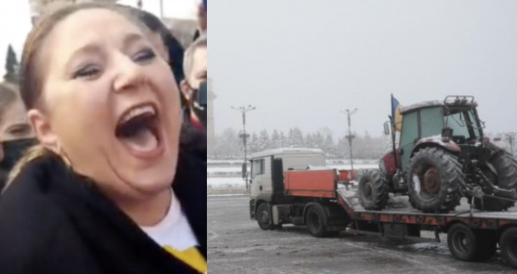 Trist! Un singur tractor a venit la protestul lui Șoșoacă. Însă sunt zvonuri că se apropie o coloană uriașă de vidanje!
