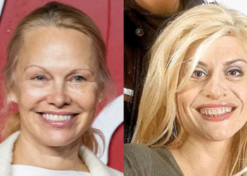 Stânga: superba Pamela Anderson la 56 de ani. Dreapta: la fel de superba Loredana Groza, dar la altă vârstă, înainte să se apuce vertiginos de yoga