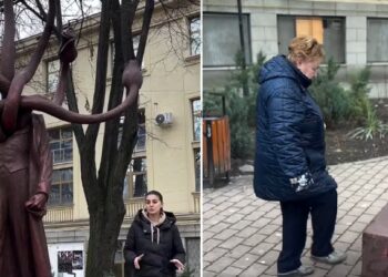 O bătrânică din Iași a vrut să distrugă recent dezvelita statuie a lui Satana