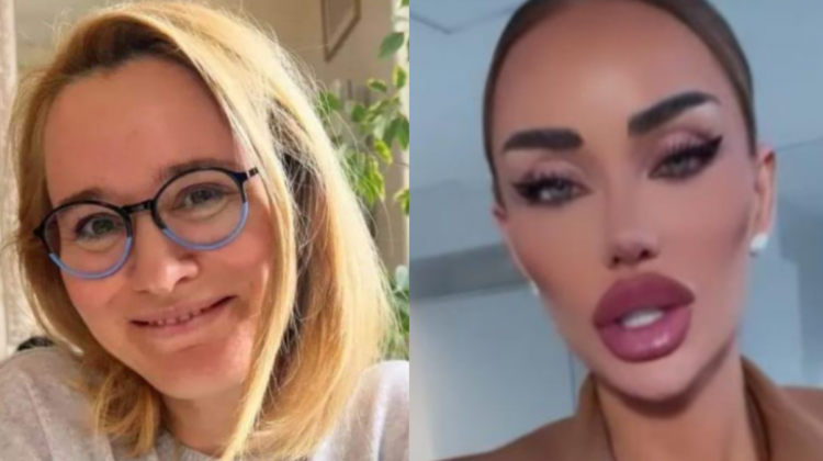 Stânga: Andreea Esca fără strop de machiaj, la 51 de ani. Dreapta: răvășitoarea Bianca Drăgușanu, tot fără strop de machiaj, la 42 de ani